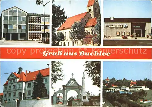 Buchloe Teilansichten Kirche Bahnhof Gaststaette Schwimmbad Kat. Buchloe