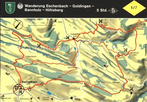 Eschenbach SG Wander Landkarte Eschenbach Goldingen Bannholz Hiltisberg Kat. Eschenbach SG