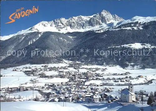 Savognin Panorama Wintersportplatz mit Piz Mitgel Albula Alpen Kat. Savognin