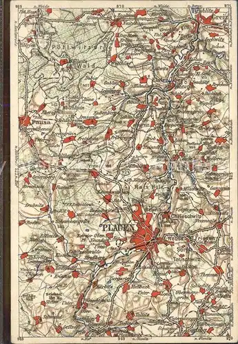 Plauen Vogtland Panoramakarte Chrieschwitz Pausa Greiz Kat. Plauen