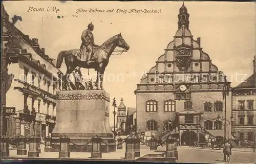 Plauen Vogtland Koenig Albert Denkmal Rathaus Kat. Plauen