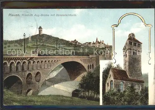 Plauen Vogtland Koenig Friedrich August Bruecke Baerensteinturm Kat. Plauen