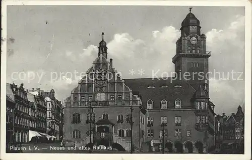 Plauen Vogtland Neues und altes Rathaus Kat. Plauen