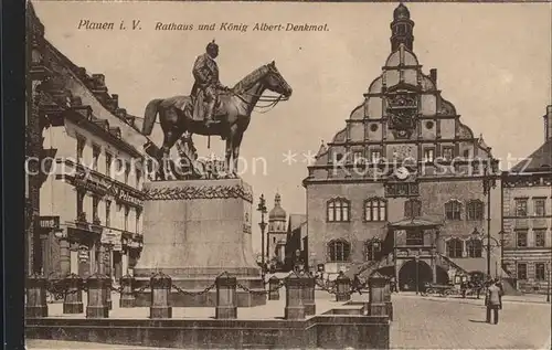 Plauen Vogtland Koenig Albert Denkmal Rathaus Kat. Plauen