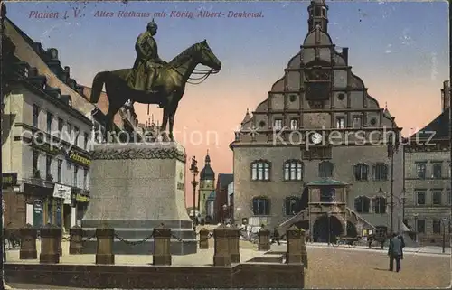 Plauen Vogtland Altes Rathaus Koenig Albert Denkmal Kat. Plauen