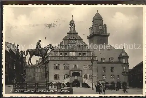 Plauen Vogtland Rathaus Koenig Albert Denkmal Kat. Plauen