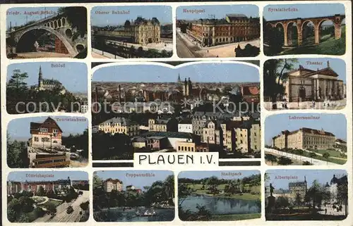 Plauen Vogtland Theater Schloss Oberer Bahnhof Albertplatz Kat. Plauen