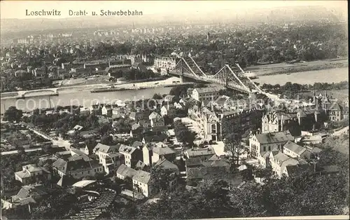 Loschwitz Draht  und Schwebebahn Elbe Bruecke Kat. Dresden