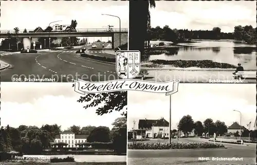 Oppum Krefeld Bruecke Schoenwasserpark Haus Schwoenwasser Brueckenauffahrt Wappen Kat. Krefeld