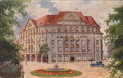Dresden Palasthotel Weber Kuenstlerkarte Kat. Dresden Elbe
