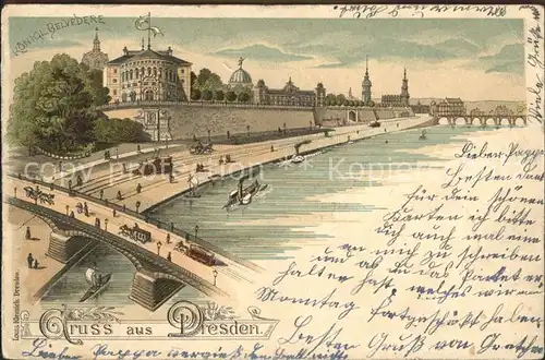 Dresden Partie an der Elbe Bruecke Deutsche Reichspost Kat. Dresden Elbe