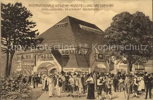 Dresden Internationale Hygiene Ausstellung 1911 Erholungspark Restaurant Oberbayern Sonderbriefmarke Kat. Dresden Elbe