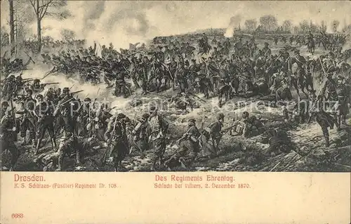 Dresden Des Regiments Ehrentag Schlacht bei Villiers 1870 Gemaelde Kat. Dresden Elbe