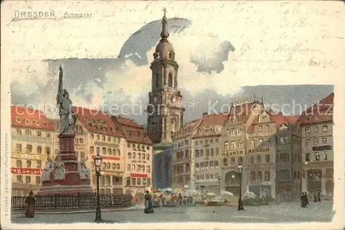 Dresden Altmarkt Denkmal Kirchturm Kat. Dresden Elbe