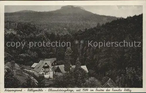 Kirnitzschtal Krippengrund Roelligmuehle im Elbsandsteingebirge Kat. Kirnitzschtal