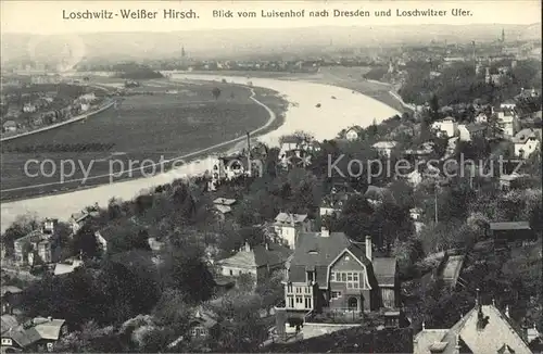 Loschwitz Weisser Hirsch Blick vom Luisenhof nach Dresden und Loschwitzer Ufer Elbe Kat. Dresden