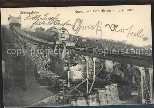 Loschwitz Kurort Weisser Hirsch Schwebebahn Bahnpost Kat. Dresden