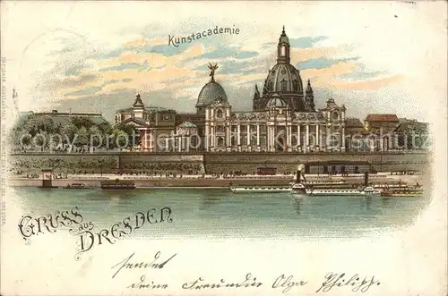 Dresden Kunstakademie Dampfer Deutsche Reichspost Kat. Dresden Elbe