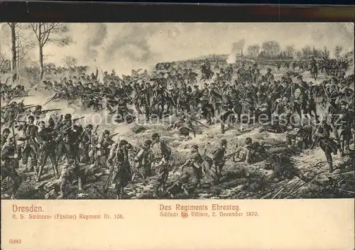 Dresden Des Regiments Ehrentag Schlacht bei Villiers 1870 Gemaelde Kat. Dresden Elbe