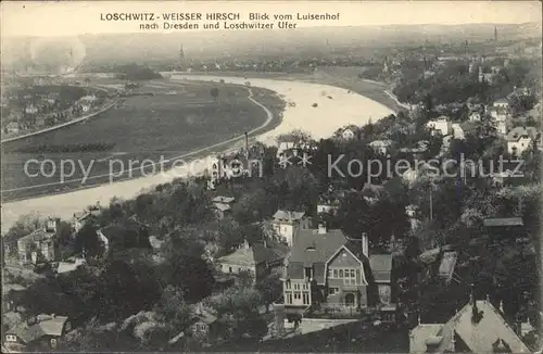 Loschwitz Weisser Hirsch Blick vom Luisenhof nach Dresden und Loschwitzer Ufer Kat. Dresden