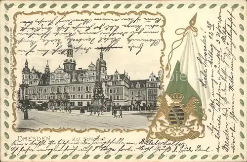 Dresden Koenigliches Schloss Wappen Krone Kat. Dresden Elbe