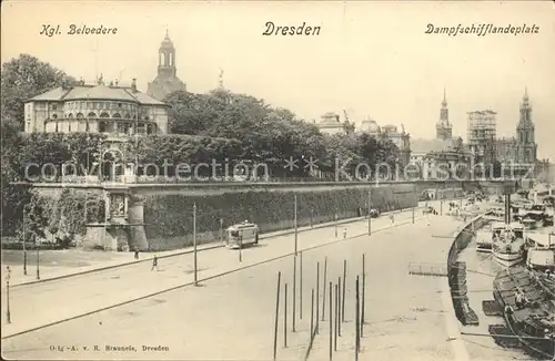 Dresden Kgl. Belvedere Dampfschifflandeplatz Kat. Dresden Elbe
