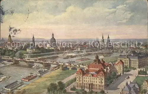 Dresden Zeppelin Ansicht der Kgl. Ministerien und Altstadt Kat. Dresden Elbe