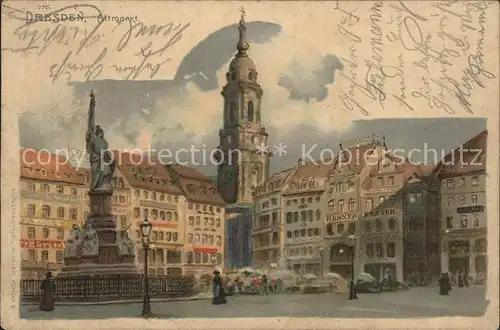 Dresden Altmarkt Denkmal Kirchturm Kat. Dresden Elbe