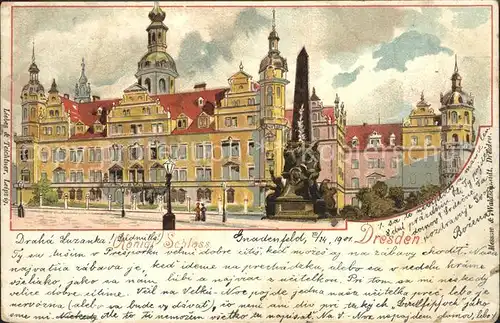 Dresden Koenigliches Schloss Denkmal Deutsche Reichspost Kat. Dresden Elbe