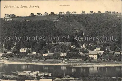 Postelwitz Gesamtansicht Elbe Dampfer Kat. Bad Schandau