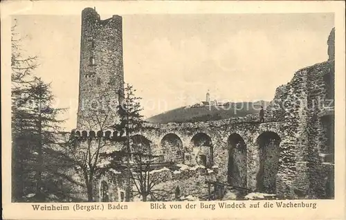 Weinheim Bergstrasse Blick von Burg Windeck auf Wachenburg Kat. Weinheim