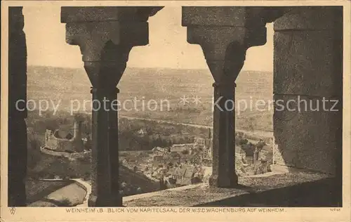 Weinheim Bergstrasse Blick vom Kapitelsaal der WSC Wachenburg Offizielle Postkarte Weinheimer AH Verband Kupfertiefdruck Kat. Weinheim