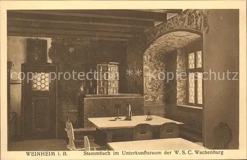 Weinheim Bergstrasse Stammtisch Unterkunftsraum WSC Wachenburg Offizielle Postkarte Weinheimer AH Verband Kat. Weinheim
