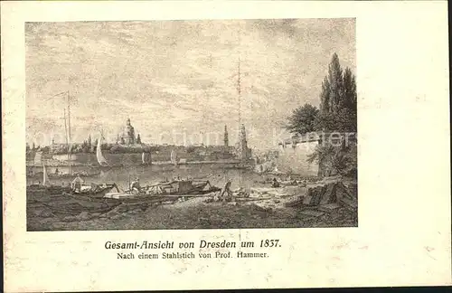 Dresden Gesamtansicht um 1837 nach Stahlstich von Prof Hammer Kat. Dresden Elbe