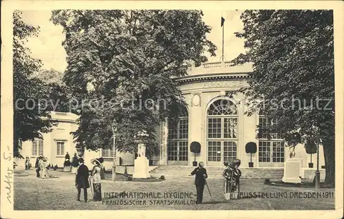 Dresden Internationale Hygiene Ausstellung Franzoesischer Staatspavillon Sonderbriefmarke Kat. Dresden Elbe