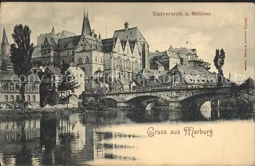 Marburg Lahn Universitaet und Schloss Bruecke Deutsche Reichspost Kat. Marburg