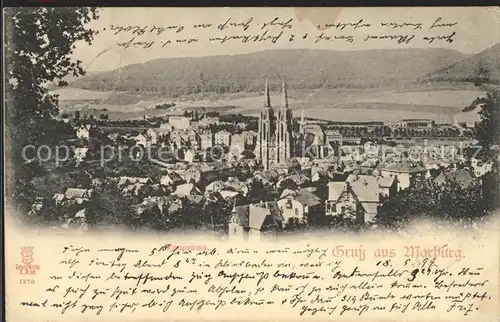 Marburg Lahn Panorama mit Elisabethenkirche Kat. Marburg