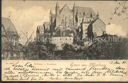 Marburg Lahn Schloss Ansicht von Nordost Kat. Marburg