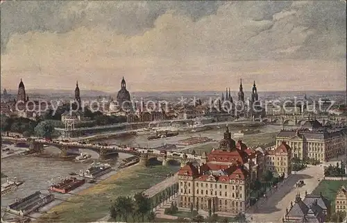 Dresden Zeppelin Ansicht der Ministerien und Altstadt Kat. Dresden Elbe