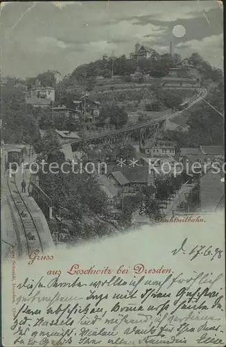 Loschwitz Drahtseilbahn im Mondschein Kat. Dresden