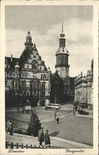 Dresden Georgentor und Schlossturm Kupfertiefdruck Kat. Dresden Elbe