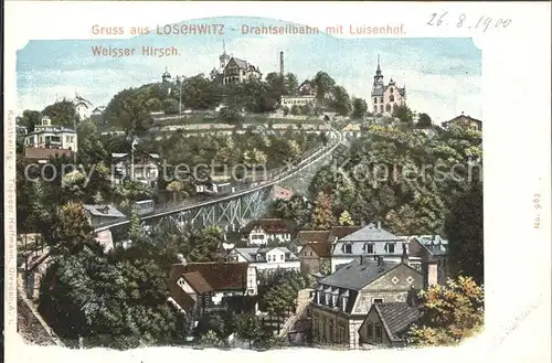 Loschwitz Drahtseilbahn mit Luisenhof Restaurant Weisser Hirsch Kat. Dresden