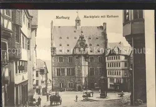 Marburg Lahn Marktplatz mit Rathaus Kat. Marburg