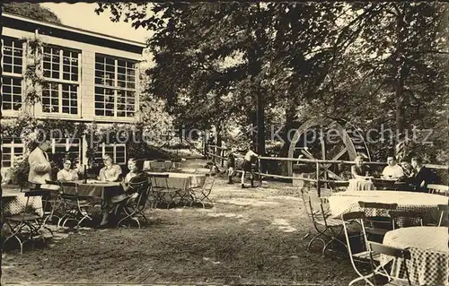 Weinheim Bergstrasse Gasthof Fuchs sche Muehle Garten Muehlrad Birkenauertal Kat. Weinheim