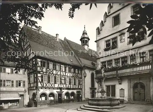 Weinheim Bergstrasse bei der Loewenapotheke Fachwerkhaus Brunnen Kat. Weinheim