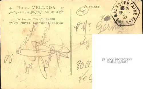 Donon Vue generale Hotel Velleda Kat. Grandfontaine