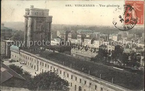 Vincennes Vue generale Tour Stempel auf AK Kat. Vincennes