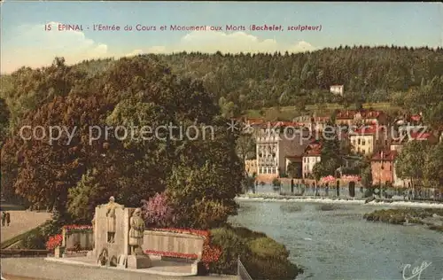 Epinal Vosges Entree du Cours et Monument aux Morts Sculpteur Bachelet Kat. Epinal