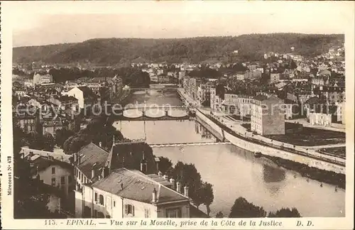 Epinal Vosges Vue sur la Moselle prise de la Cote de la Justice Pont Kat. Epinal