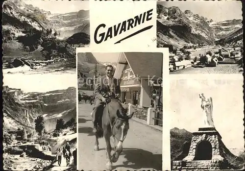 Gavarnie Hautes Pyrenees Panorama Wasserfall Pferd Monument Kat. Gavarnie